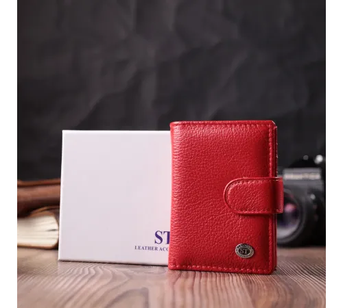 Містка візитниця з натуральної шкіри ST Leather 22470 Червоний