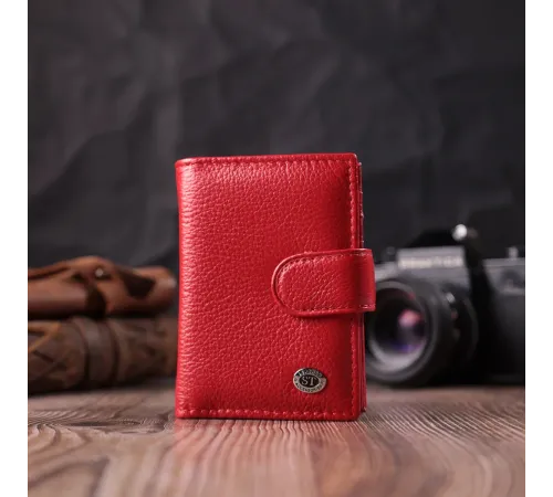 Містка візитниця з натуральної шкіри ST Leather 22470 Червоний