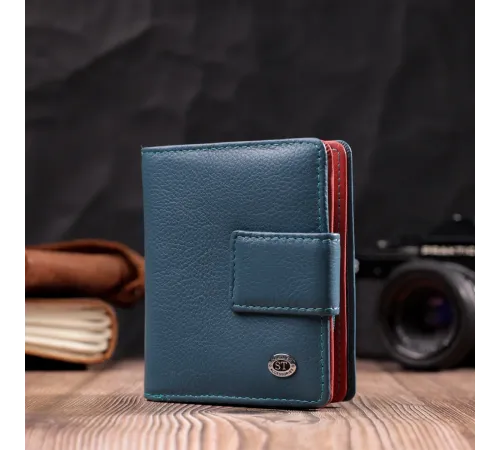 Невеликий вертикальний жіночий гаманець із натуральної шкіри ST Leather 19435 Бірюзовий