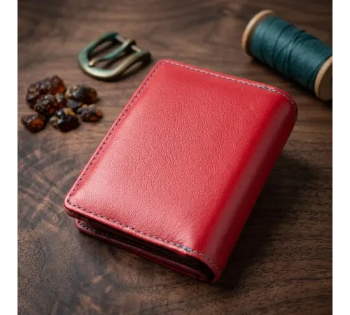 Жіночий вертикальний компактний гаманець із натуральної шкіри ST Leather 19437 Червоний
