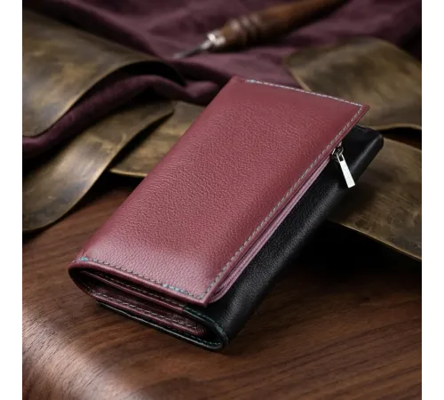 Місткий шкіряний гаманець у три складання для жінок ST Leather 19444 Різнокольоровий