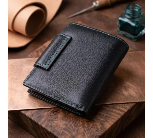 Портмоне для жінок у класичному кольорі з цікавою монетницею ST Leather 19449 Чорний