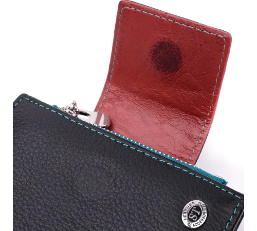 Портмоне для жінок у класичному кольорі з цікавою монетницею ST Leather 19449 Чорний