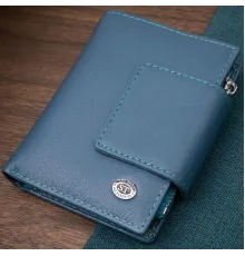 Жіноче портмоне з оригінальною монетницею з натуральної шкіри ST Leather 19450 Бірюзовий