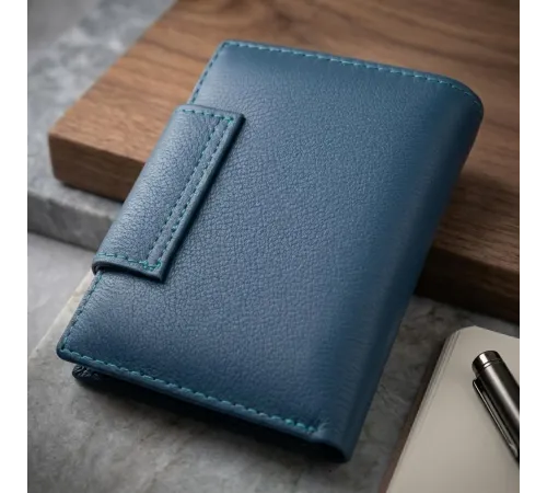 Жіноче портмоне з оригінальною монетницею з натуральної шкіри ST Leather 19450 Бірюзовий