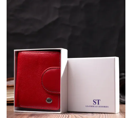 Шкіряний яскравий гаманець з монетницею ST Leather 19453 Червоний