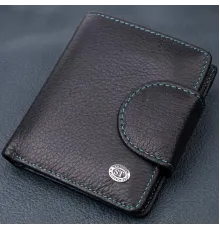 Шкіряний стильний гаманець з монетницею зовні ST Leather 19454 Чорний