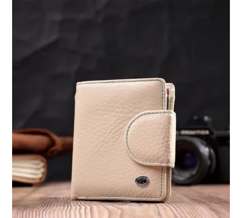 Оригінальне шкіряне портмоне з монетницею зовні для жінок ST Leather 19455 Білий