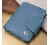 Красиве шкіряне портмоне з монетницею зовні для стильних жінок ST Leather 19457 Бірюзовий