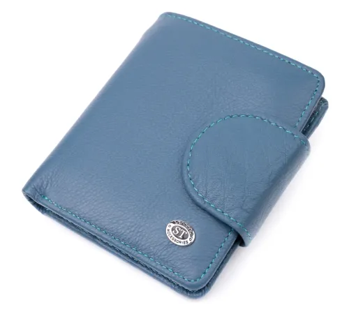 Красиве шкіряне портмоне з монетницею зовні для стильних жінок ST Leather 19457 Бірюзовий