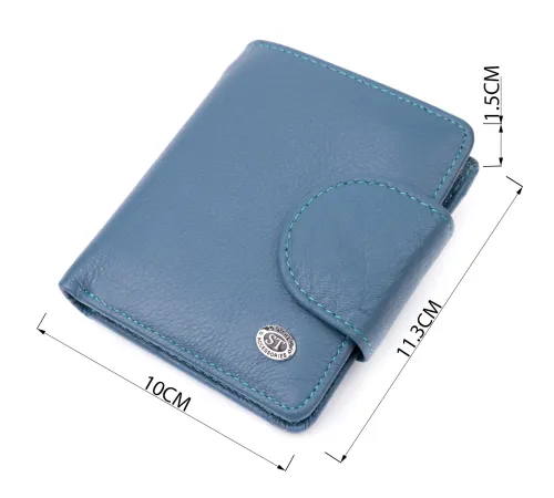 Красиве шкіряне портмоне з монетницею зовні для стильних жінок ST Leather 19457 Бірюзовий