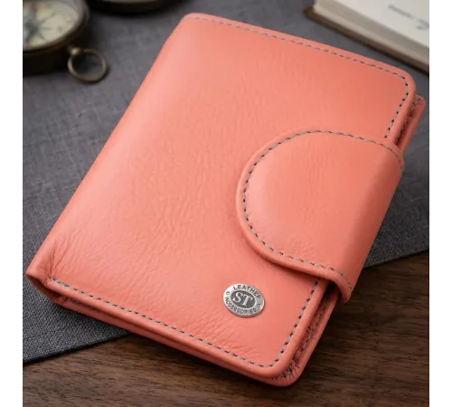 Стильний шкіряний гаманець з монетницею зовні ST Leather 19458 Помаранчевий