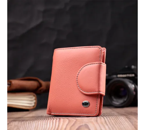 Стильний шкіряний гаманець з монетницею зовні ST Leather 19458 Помаранчевий