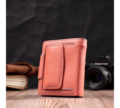 Стильний шкіряний гаманець з монетницею зовні ST Leather 19458 Помаранчевий