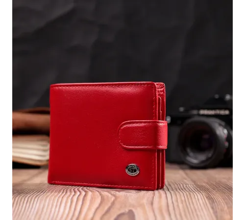 Яскраве жіноче портмоне з блоком для карт з натуральної шкіри ST Leather 19471 Червоний
