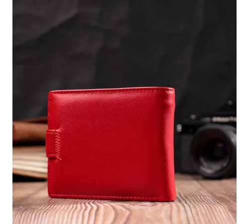 Яскраве жіноче портмоне з блоком для карт з натуральної шкіри ST Leather 19471 Червоний