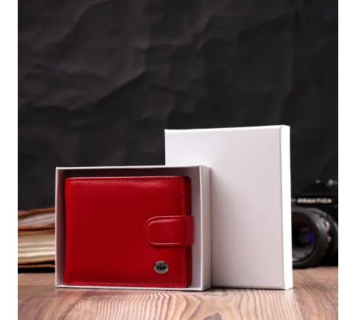 Яскраве жіноче портмоне з блоком для карт з натуральної шкіри ST Leather 19471 Червоний