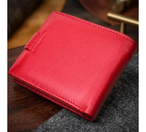 Яскраве жіноче портмоне з блоком для карт з натуральної шкіри ST Leather 19471 Червоний