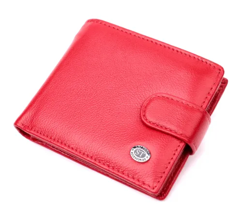Яскраве жіноче портмоне з блоком для карт з натуральної шкіри ST Leather 19471 Червоний