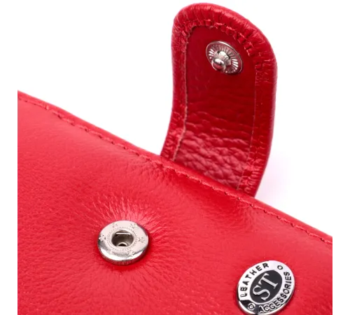 Яскраве жіноче портмоне з блоком для карт з натуральної шкіри ST Leather 19471 Червоний