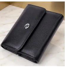 Симпатичний жіночий гаманець із монетницею з натуральної шкіри ST Leather 19481 Чорний