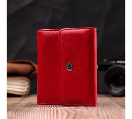 Яскравий жіночий гаманець із монетницею із натуральної шкіри ST Leather 19482 Червоний