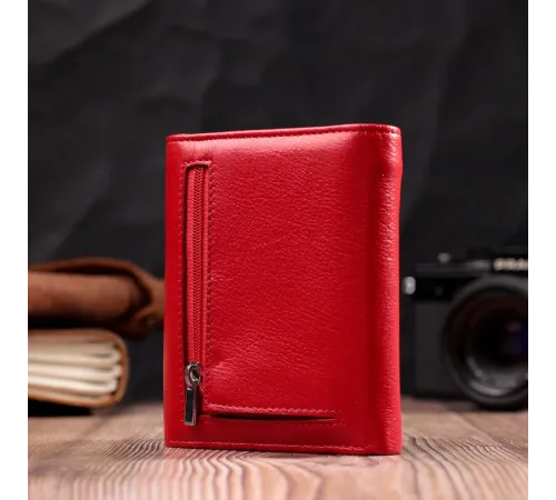 Яскравий жіночий гаманець із монетницею із натуральної шкіри ST Leather 19482 Червоний