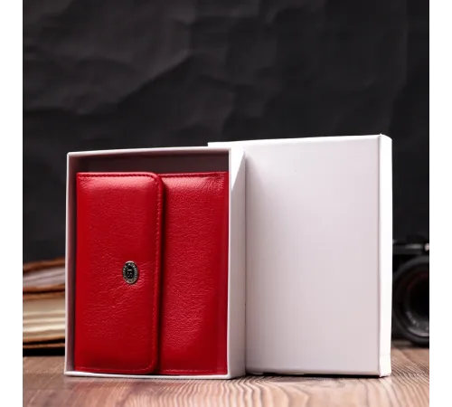Яскравий жіночий гаманець із монетницею із натуральної шкіри ST Leather 19482 Червоний