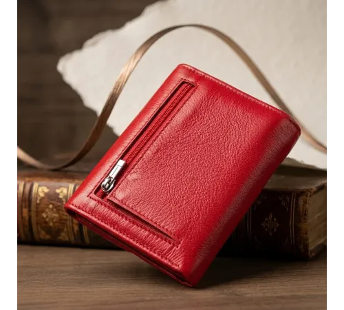 Яскравий жіночий гаманець із монетницею із натуральної шкіри ST Leather 19482 Червоний