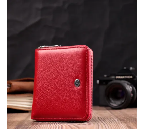 Яскраве портмоне для жінок на блискавці із натуральної шкіри ST Leather 19486 Червоний