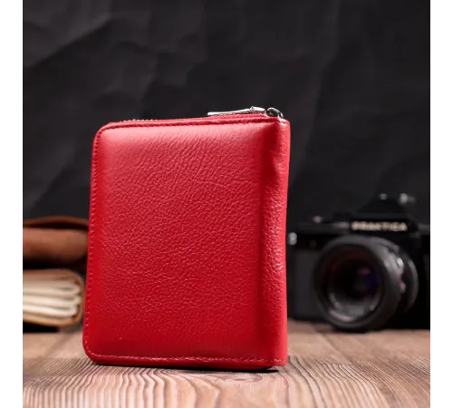 Яскраве портмоне для жінок на блискавці із натуральної шкіри ST Leather 19486 Червоний