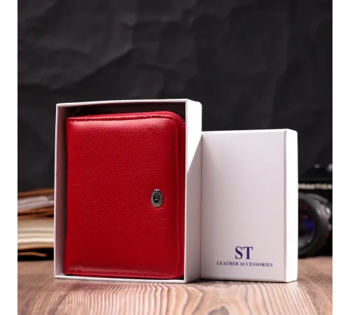 Яскраве портмоне для жінок на блискавці із натуральної шкіри ST Leather 19486 Червоний
