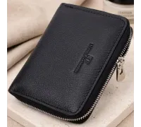 Шкіряний гаманець для жінок на блискавці з тисненим логотипом ST Leather 19489 Чорний
