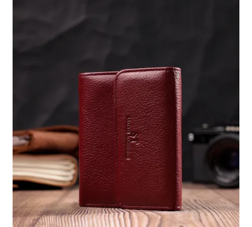 Жіночий шкіряний гаманець для карток купюр та монет ST Leather 19492 Бордовий