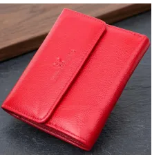Яскравий жіночий гаманець з монетницею з натуральної шкіри ST Leather 19493 Червоний