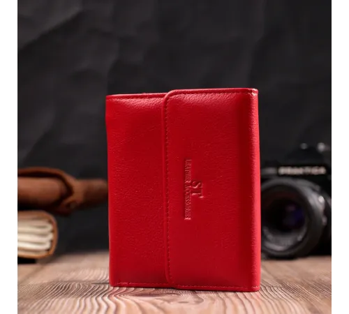 Яскравий жіночий гаманець з монетницею з натуральної шкіри ST Leather 19493 Червоний