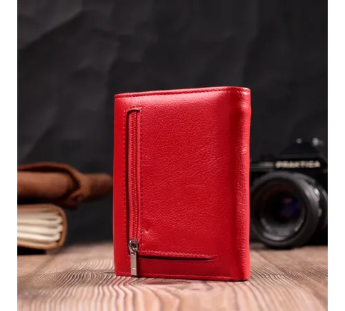 Яскравий жіночий гаманець з монетницею з натуральної шкіри ST Leather 19493 Червоний