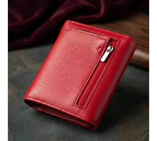 Яскравий жіночий гаманець з монетницею з натуральної шкіри ST Leather 19493 Червоний
