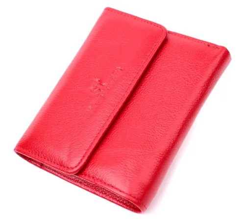 Яскравий жіночий гаманець з монетницею з натуральної шкіри ST Leather 19493 Червоний