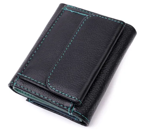 Жіночий невеликий гаманець з натуральної шкіри ST Leather 19504 Чорний