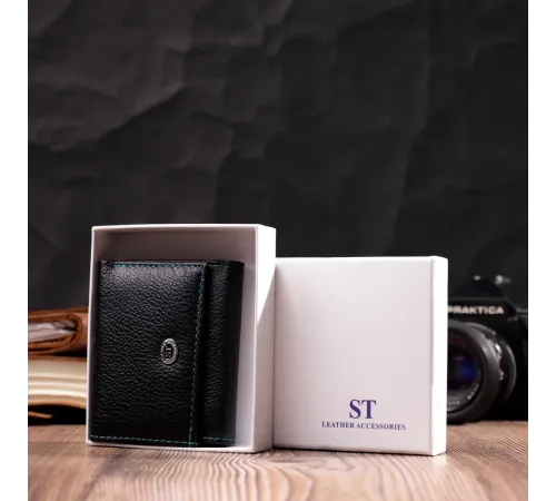 Жіночий невеликий гаманець з натуральної шкіри ST Leather 19504 Чорний