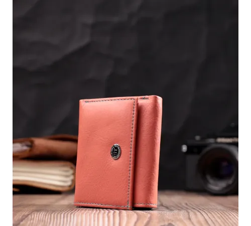 Невеликий гаманець для модниць із натуральної шкіри ST Leather 19505 Помаранчевий