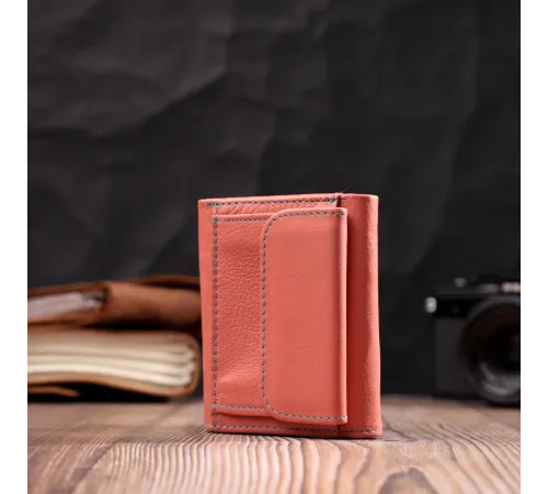 Невеликий гаманець для модниць із натуральної шкіри ST Leather 19505 Помаранчевий