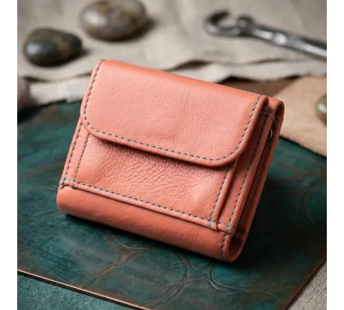 Невеликий гаманець для модниць із натуральної шкіри ST Leather 19505 Помаранчевий