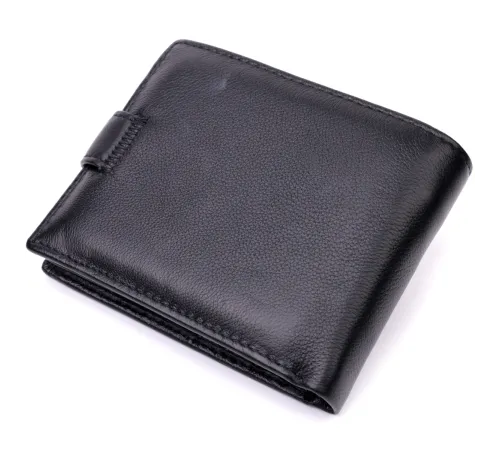 Горизонтальний чоловічий гаманець із натуральної шкіри ST Leather 22443 Чорний