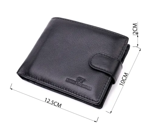 Горизонтальний чоловічий гаманець із натуральної шкіри ST Leather 22443 Чорний
