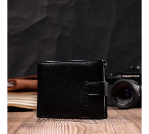 Горизонтальний чоловічий гаманець із натуральної шкіри ST Leather 22443 Чорний