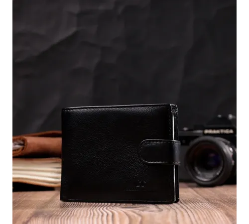 Горизонтальний чоловічий гаманець із натуральної шкіри ST Leather 22443 Чорний