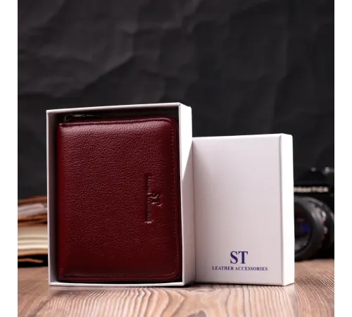 Практичний гаманець для жінок із натуральної шкіри ST Leather 22450 Бордовий