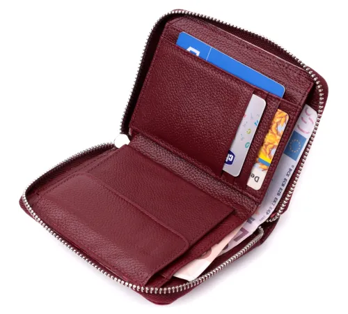 Практичний гаманець для жінок із натуральної шкіри ST Leather 22450 Бордовий